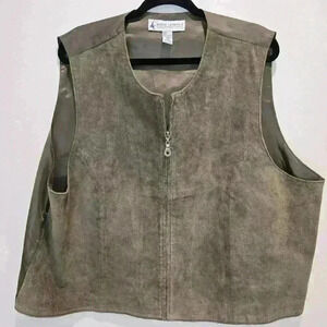 Marsh Landing Suede Leather Zip-up Vest Womens 2X Western Cowgirl Biker